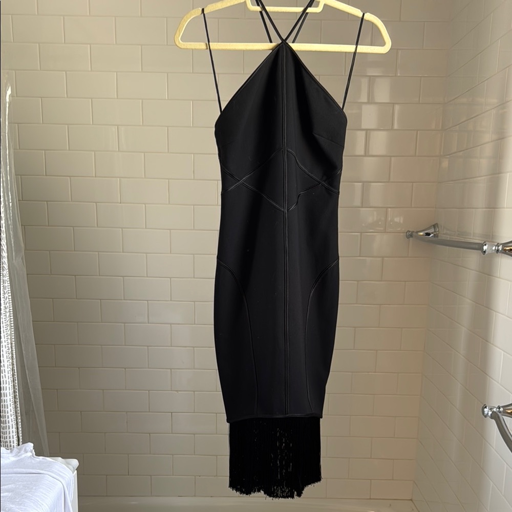 Cinq a Sept Black Halter Sheath Midi Dress